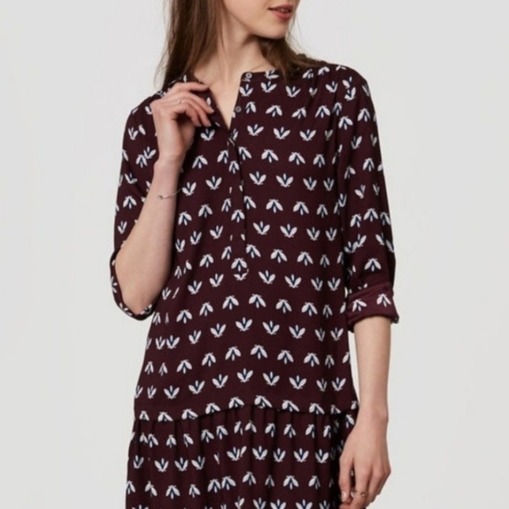 LOFT Petite Purple Drop Waist Shift Bee Dress